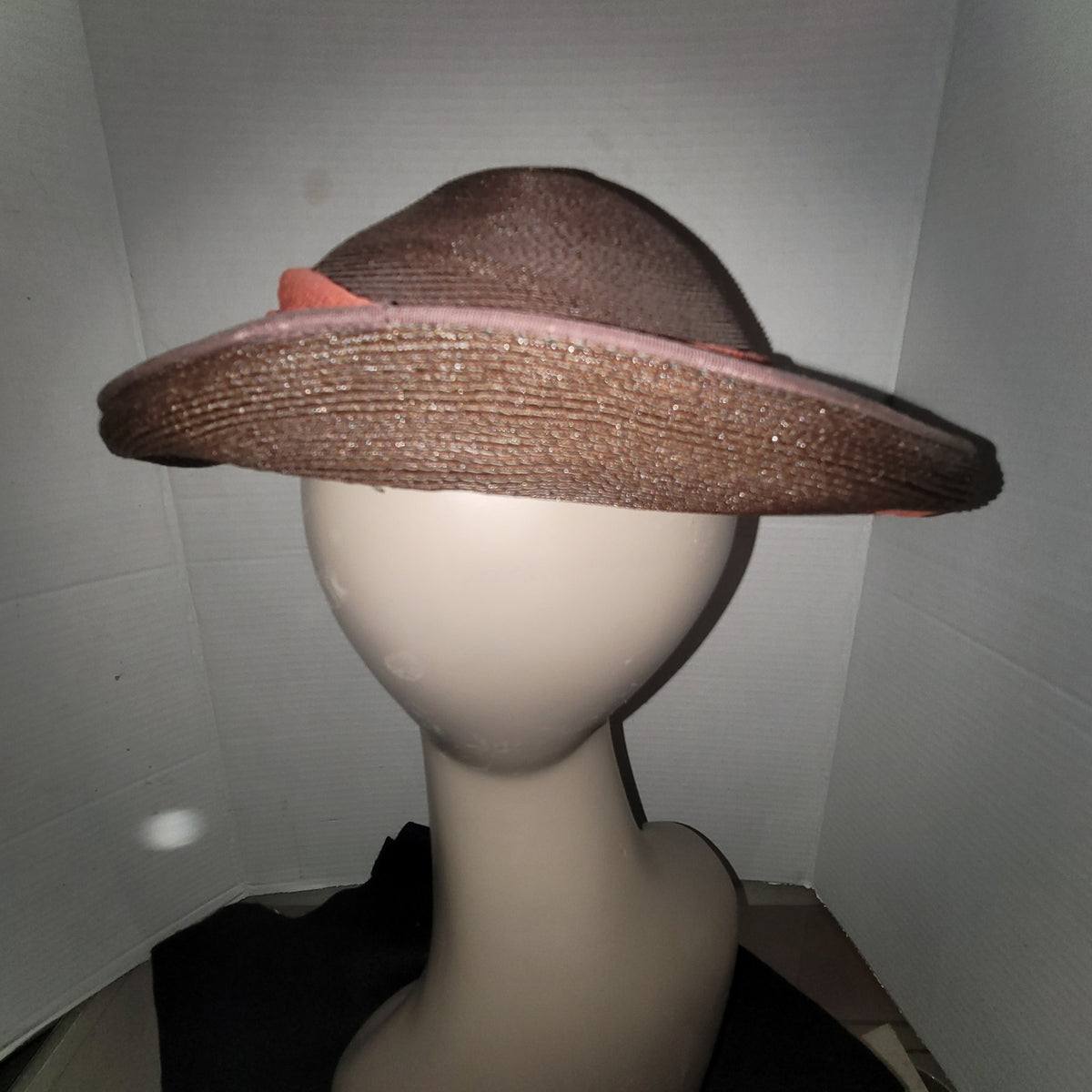 Vintage ladies HAT 40's 50's The Rhodes Hat Vintage Brown straw