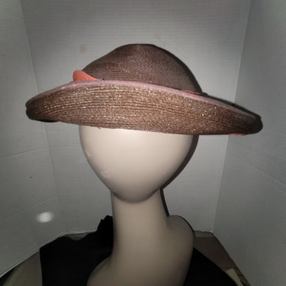 Vintage ladies HAT 40's 50's The Rhodes Hat Vintage Brown straw