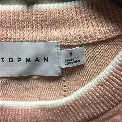 Topman shirt mens Size Small Knit form fitted Salmon with Cream Trim NEW sweater