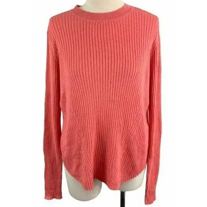 BP. Soft Pointelle Ribbed Pullover Sweater size Small in Coral Rose salmon NEW
