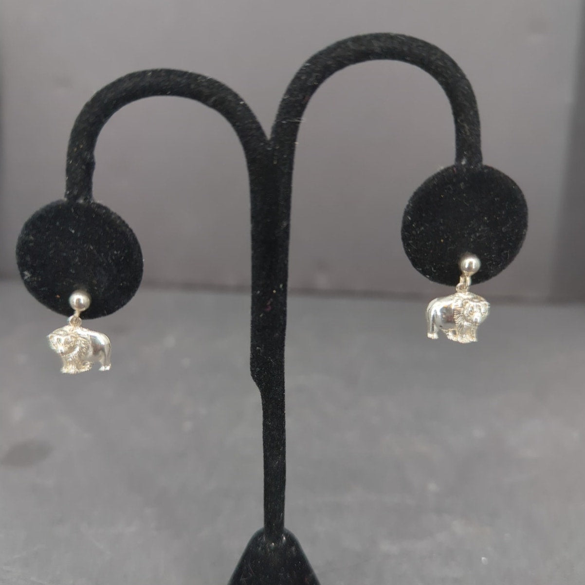 Vintage Sterling Silver Bear Dangle Earrings Pierced Drop Motif Jewelry Kodiak