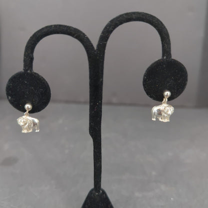 Vintage Sterling Silver Bear Dangle Earrings Pierced Drop Motif Jewelry Kodiak