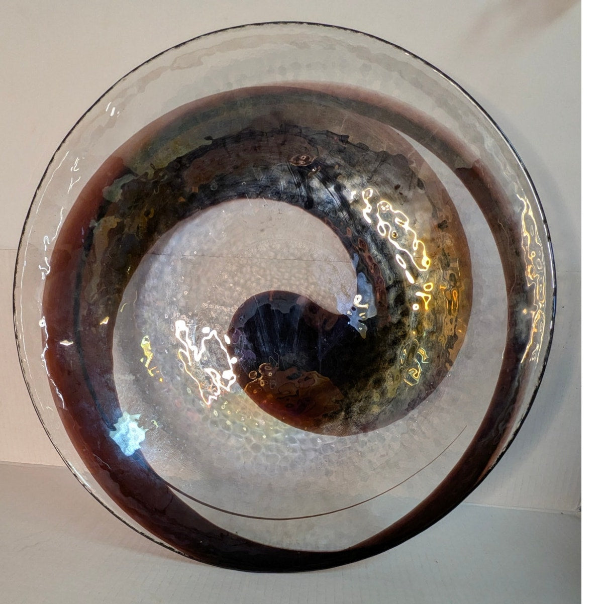 Vintage Ferro Murano Glass Filigrana Swirl Centerpiece Bowl 16" Modern Italian