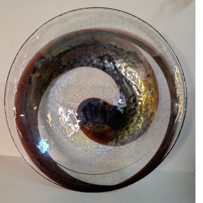 Vintage Ferro Murano Glass Filigrana Swirl Centerpiece Bowl 16" Modern Italian