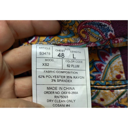 Linea Uomo 48 Long Plum Purple Blazer Sport Coat Paisley Lining Stretch