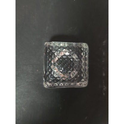 Vintage Square Pressed Glass Open Salt Cellar Cut Pattern Table Accent