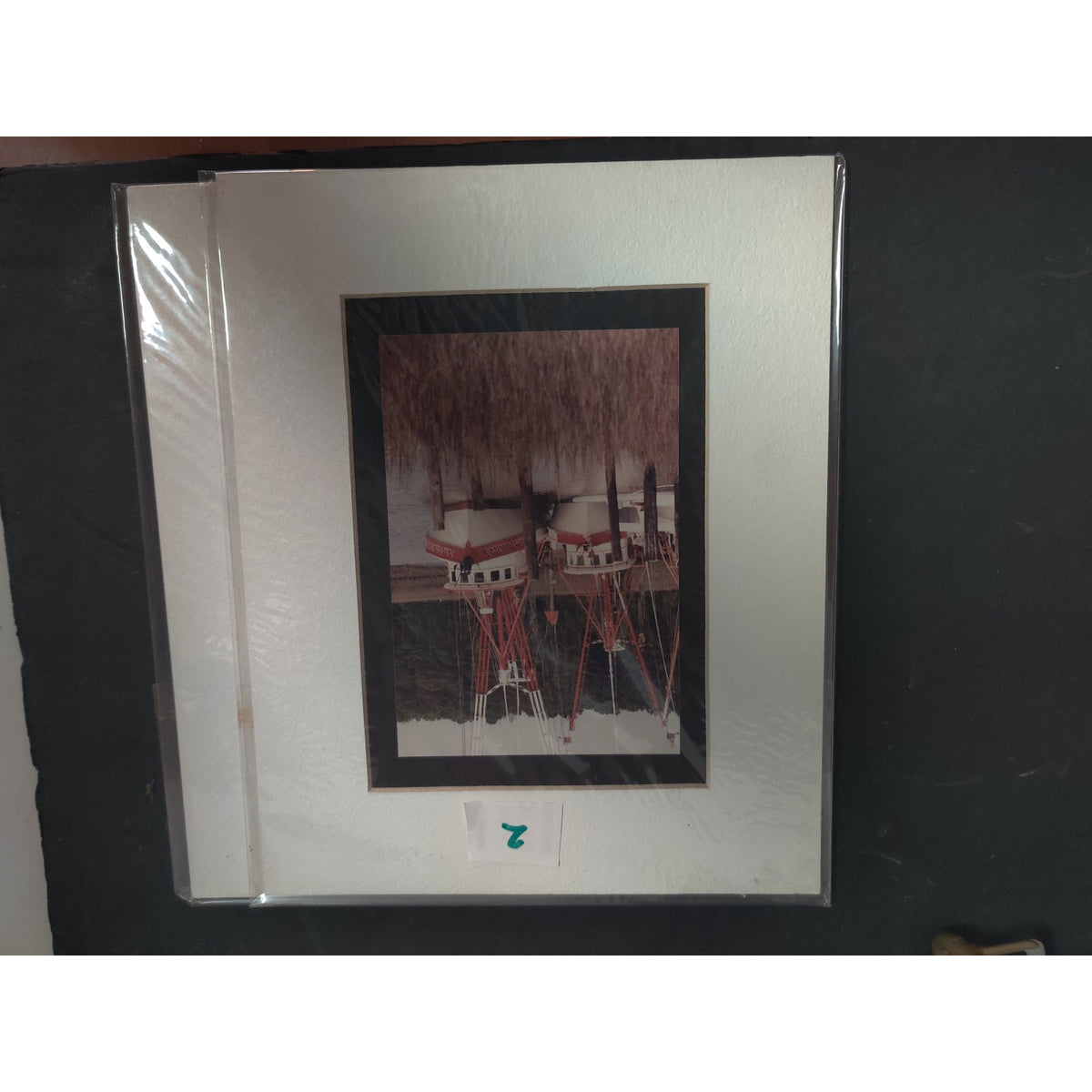 Original Shrimp Boats Harbor Photograph Signed Dan Evans Matted Print