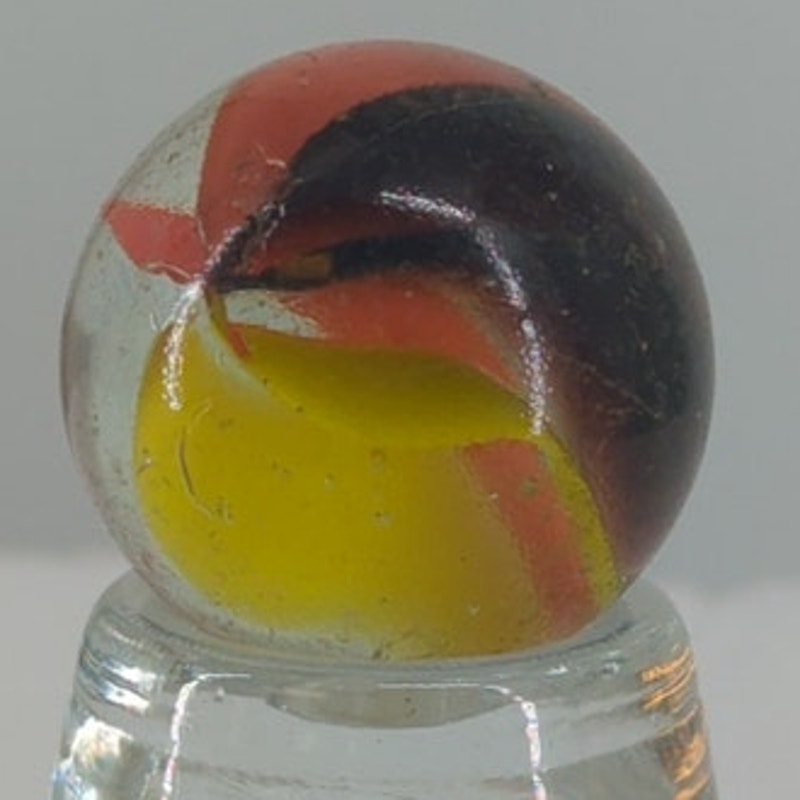 Vintage Peltier NLR Clown Rainbo Marble 1" Shooter #GBC
