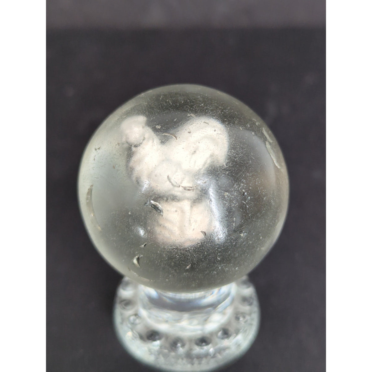 Antique German Handmade Rooster Sulfide Glass Marble Mammoth Giant Shooter 2"