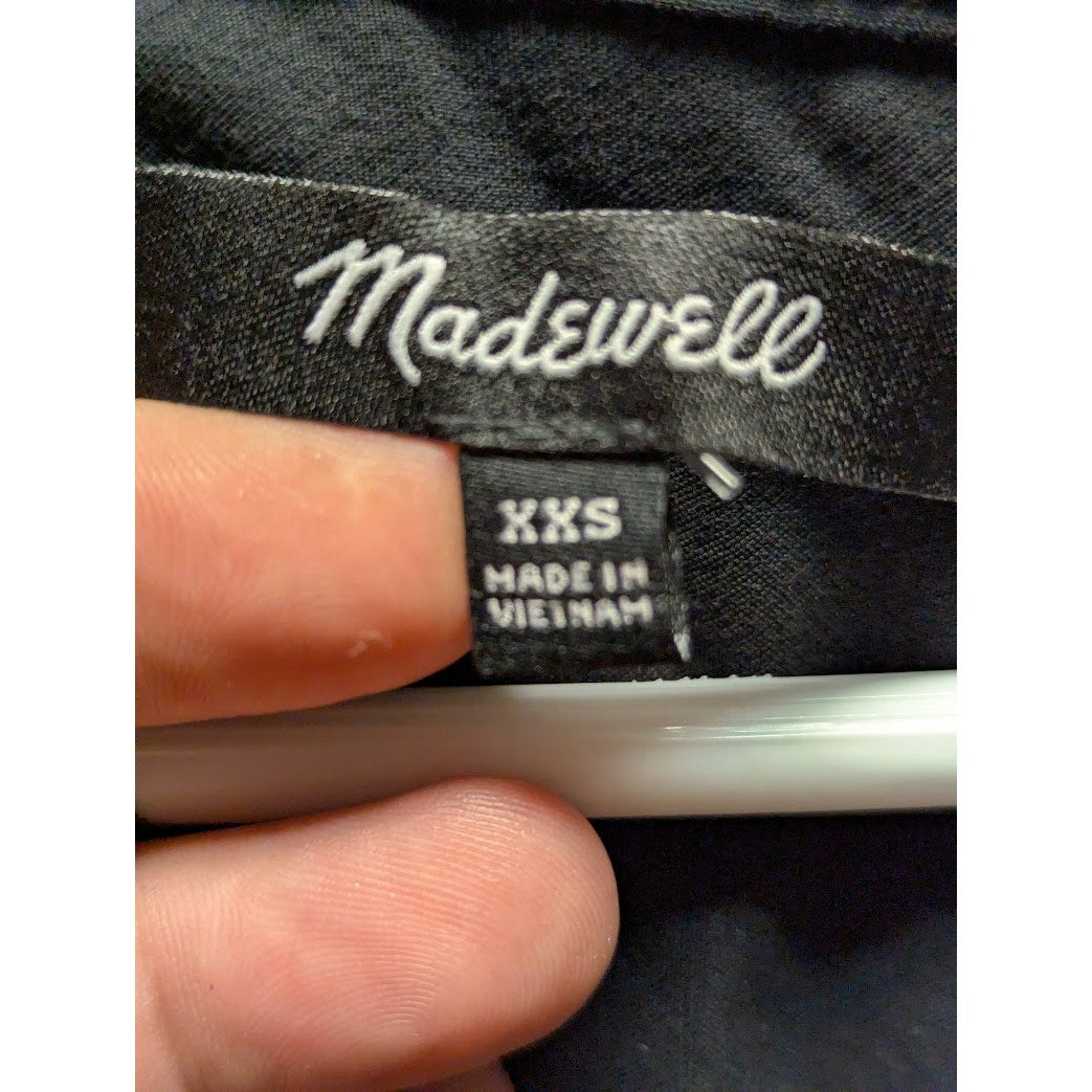 MADEWELL LONG SLEEVE V-NECK LONG TAIL SIZE XXSMALL BLACK BLOUSE xxs new career