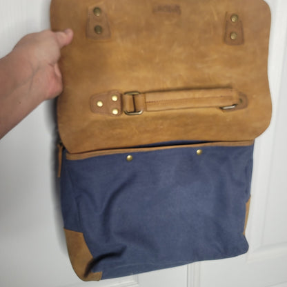 Vaschy Leather Canvas Messenger Laptop Bag Vintage Style Professional Satchel