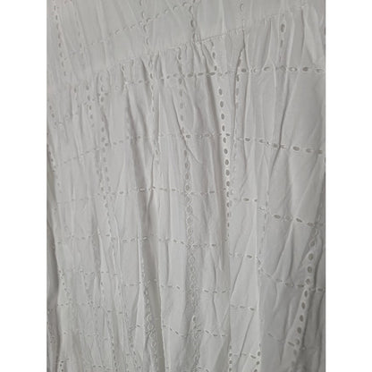 Crown & Ivy White eyelet button up Dress Midi Size XL Pockets flutter sleeve