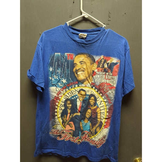 Vintage Delta ProWeight Size Small Blue Obama shirt President short sleeve