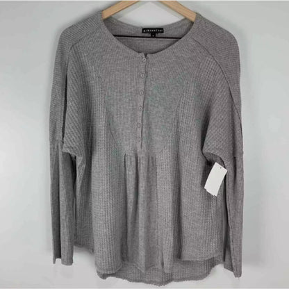 Gibsonlook High Low Heather Grey Long sleeve lightweight Top blouse eXTRA-Large