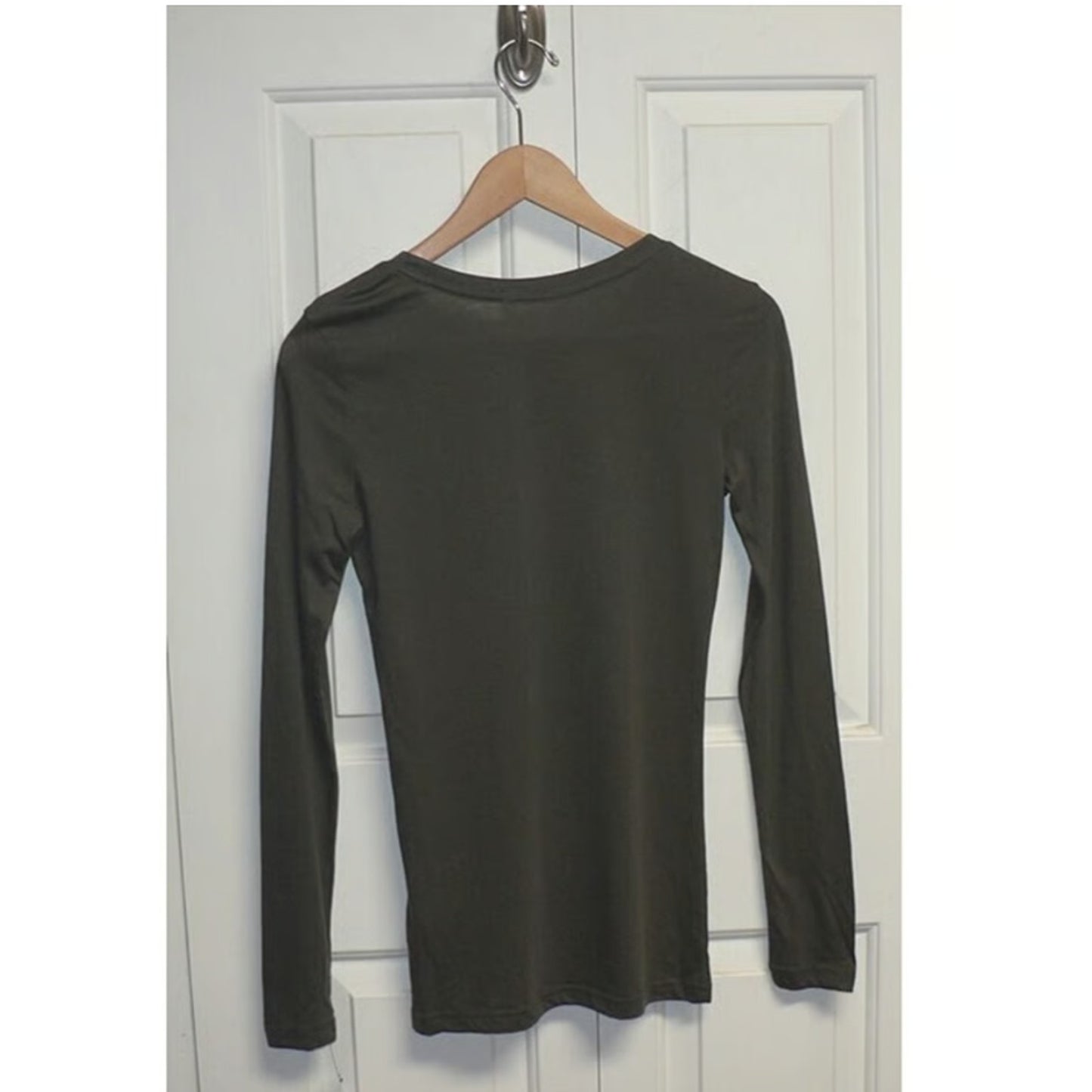 Caslon Long Sleeve Scoop Neck Pima Cotton Tee in Grey Beluga LARGE NEW $29