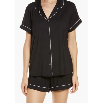 NORDSTROM pjs SET NEW Black w/ White Piping Top and Shorts Pajamas 2pc. XL
