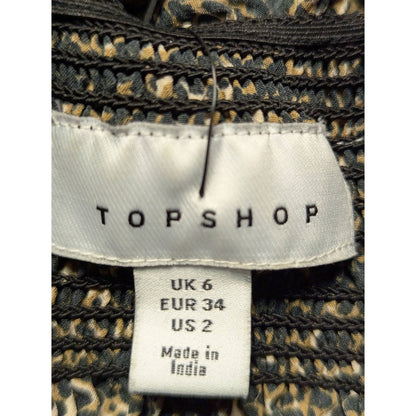 Topshop Gold & Black Smocked Off-the-Shoulder Mini Dress Size 2 NEW Summer