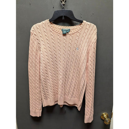 Vintage Lauren Ralph Lauren Light Pink Cable Knit Sweater Size Large Preppy Y2K