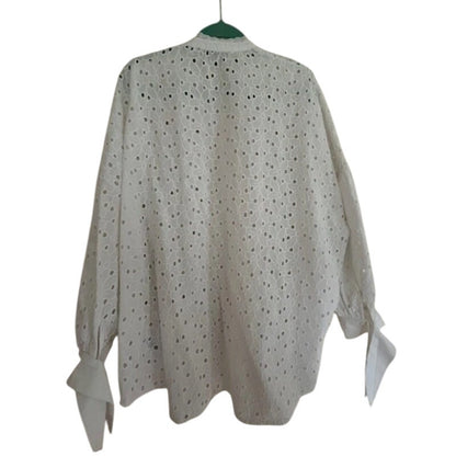 French Connection Eyelet White cotton Broderie oversized shirt blouse small