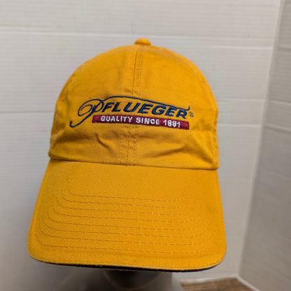 Vintage Mid-Century Pflueger Gold Strapback Baseball Cap Hat Retro Y2K