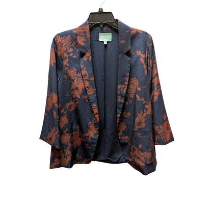 Vintage 90s y2KSkies Are Blue Navy Blue Floral Open Front Blazer Jacket Small