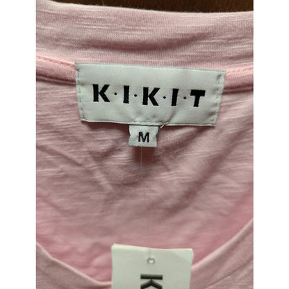 NEW Kikit Size Medium Pink VNeck short Sleeve Tee Tshirt Casual