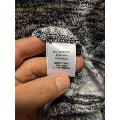 Status by Chenault Marled Pullover Long Sleeve Sweater Black/Teal medium new