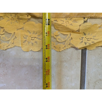 Vintage cotton Harvest Gold tablecloth Oval w/ Lace hem 83" x 60" Linens textile