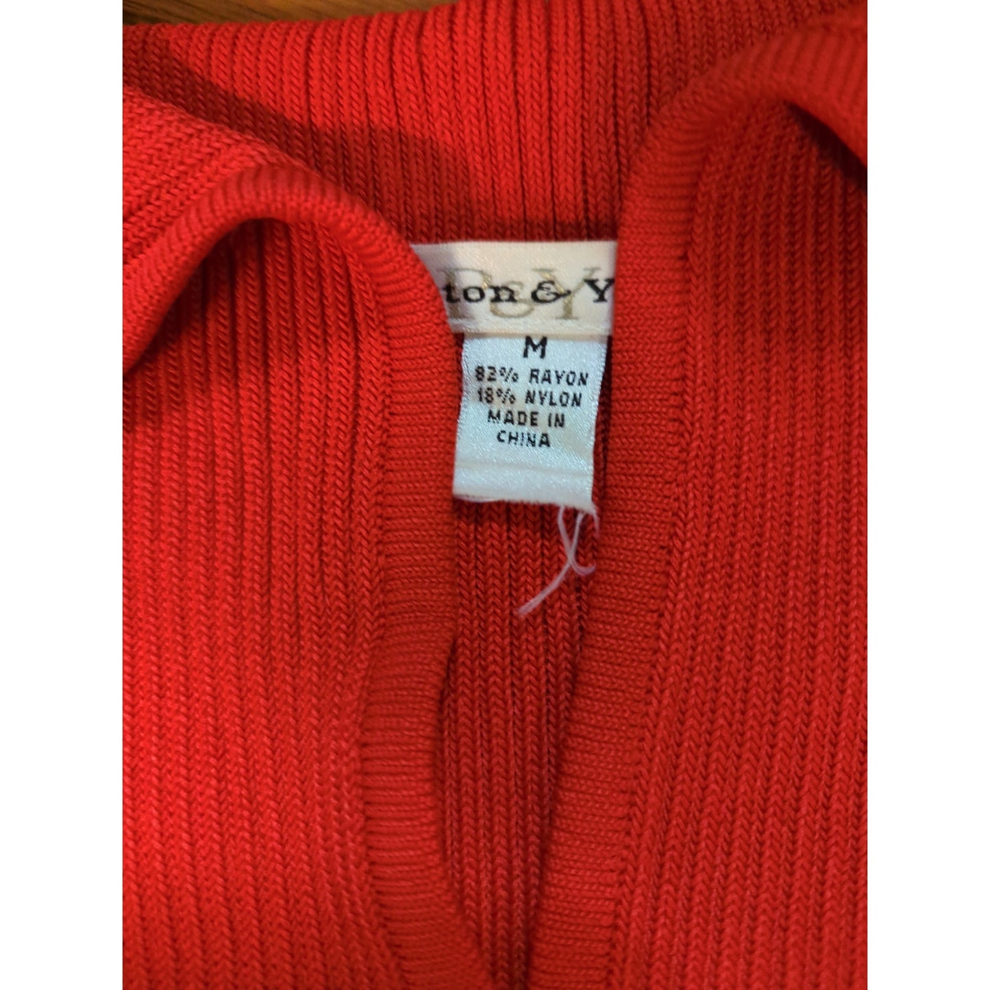 Preston & York Red Ribbed Collared Sleeveless Knit Top Size Medium
