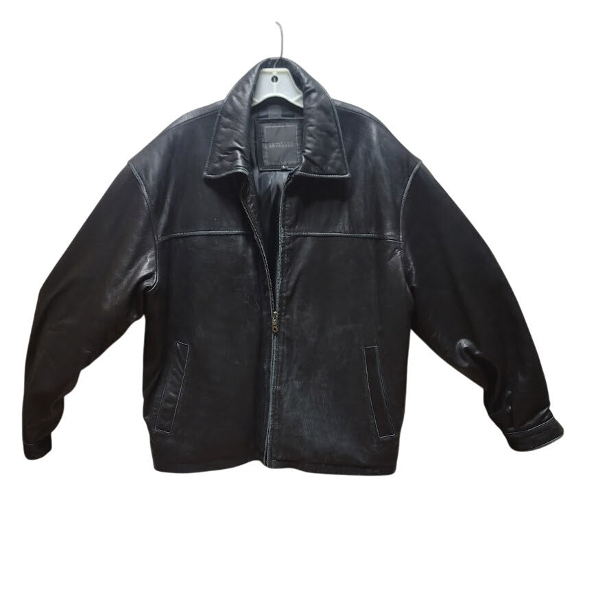 Vintage 80s black Excelled Leather Coat Jacket Men Large SOFT like butter BIKER