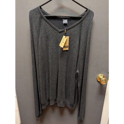 Tailor Vintage-Reversible Knit Pullover Sweater Long Sleeves V-Neck Gray XL