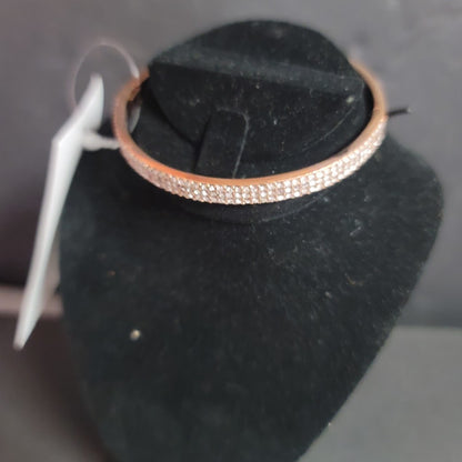 Kate Spade Rose Gold Clear Crystal Bangle Bracelet NEW Flush Clasp