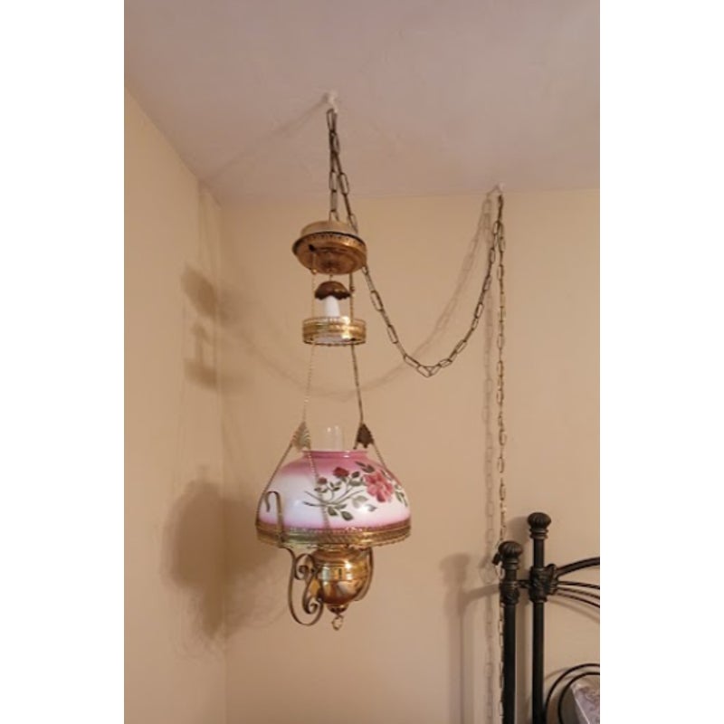 Secondhand Sandies: Antique Victorian Style Hanging Parlor Hurricane Swag Lamp