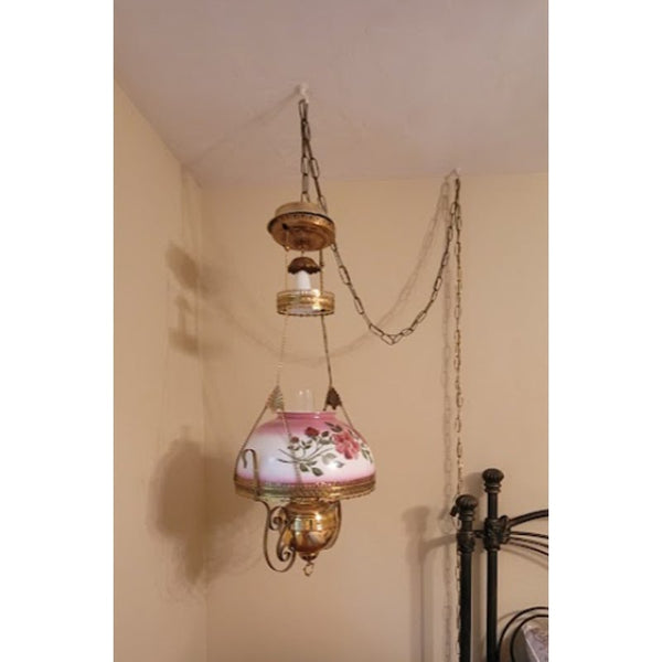 Secondhand Sandies: Antique Victorian Style Hanging Parlor Hurricane Swag Lamp