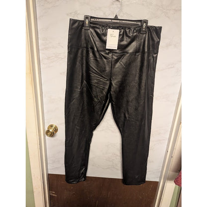 NEW Fourteenth Place Pull Up High waist Faux Leather Pants Size 2XL black ankle