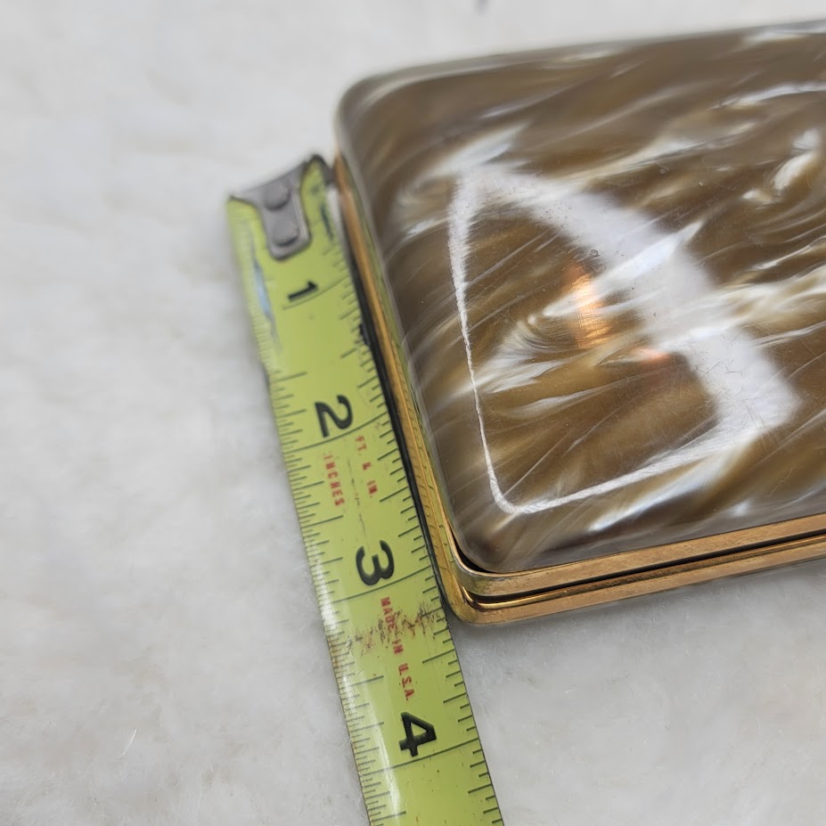 Vintage 1950s Marbled Celluloid Vanity Handbag Compact Clutch MCM Glamour