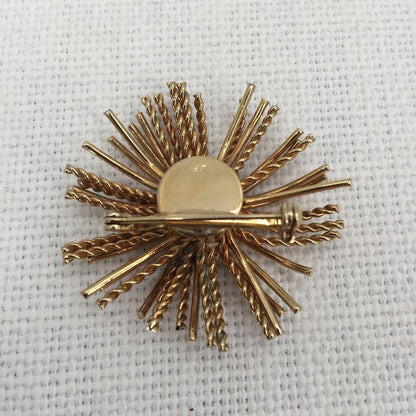 Vintage MCM Fashion gold-tone STARBURST brooch pin Braided Metal 1960 MOD style