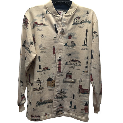 Art Unlimited Sportswear Vintage Lighthouse Full Button Up Sweatshirt Medium