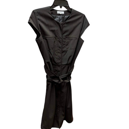 Calvin Klein Black Short Sleeve Trench Style Belted Midi Dress Small Vintage Y2K