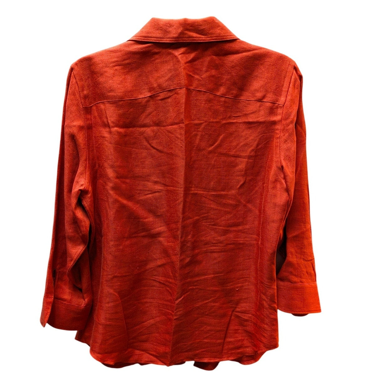 Lauren Ralph Lauren Red Linen Button Down LRL Monogram Preppy Blouse Size Medium
