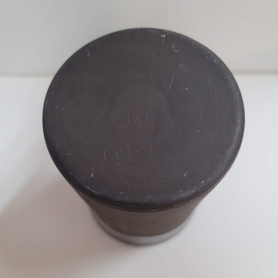 Handmade Art Pottery black matte gloss tall mug cup gold rim heart