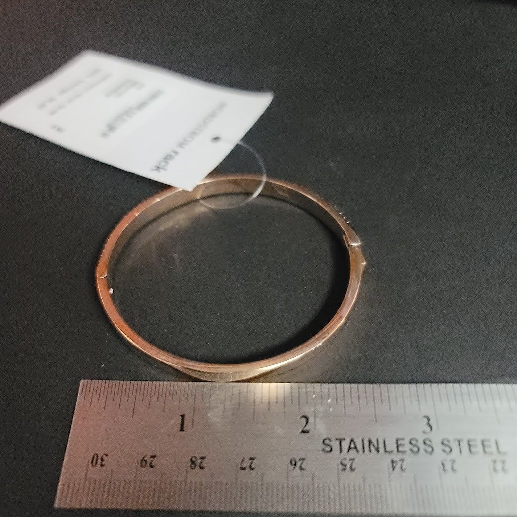 Kate Spade Rose Gold Clear Crystal Bangle Bracelet NEW Flush Clasp