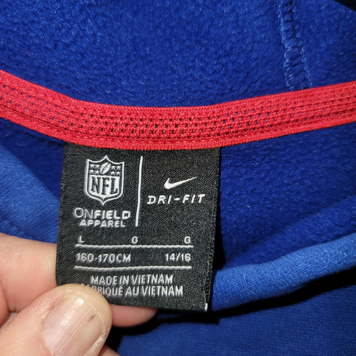 NFL On-Field Apparel NY Giants Pullover Hoodie Kangaroo Pocket Blue Size Large
