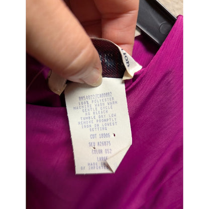 S G Sport Career long Sleeve Pullover Blouse Shirt LARGE Purple Keyhole Back