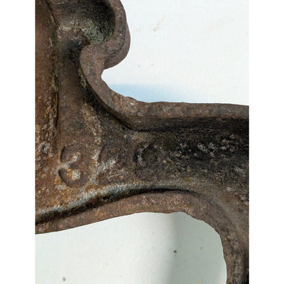 Antique Cast Iron Ring Top Andirons Firedogs Arts & Crafts / Mission Style Pair