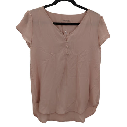 philosophy NWT XS Mauve short sleeve blouse high low round hem flutter Feminine