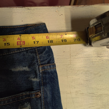 Aeropostale Mens Bootcut Distressed Jeans Y2K Skate Grunge Faded Blue Denim 36