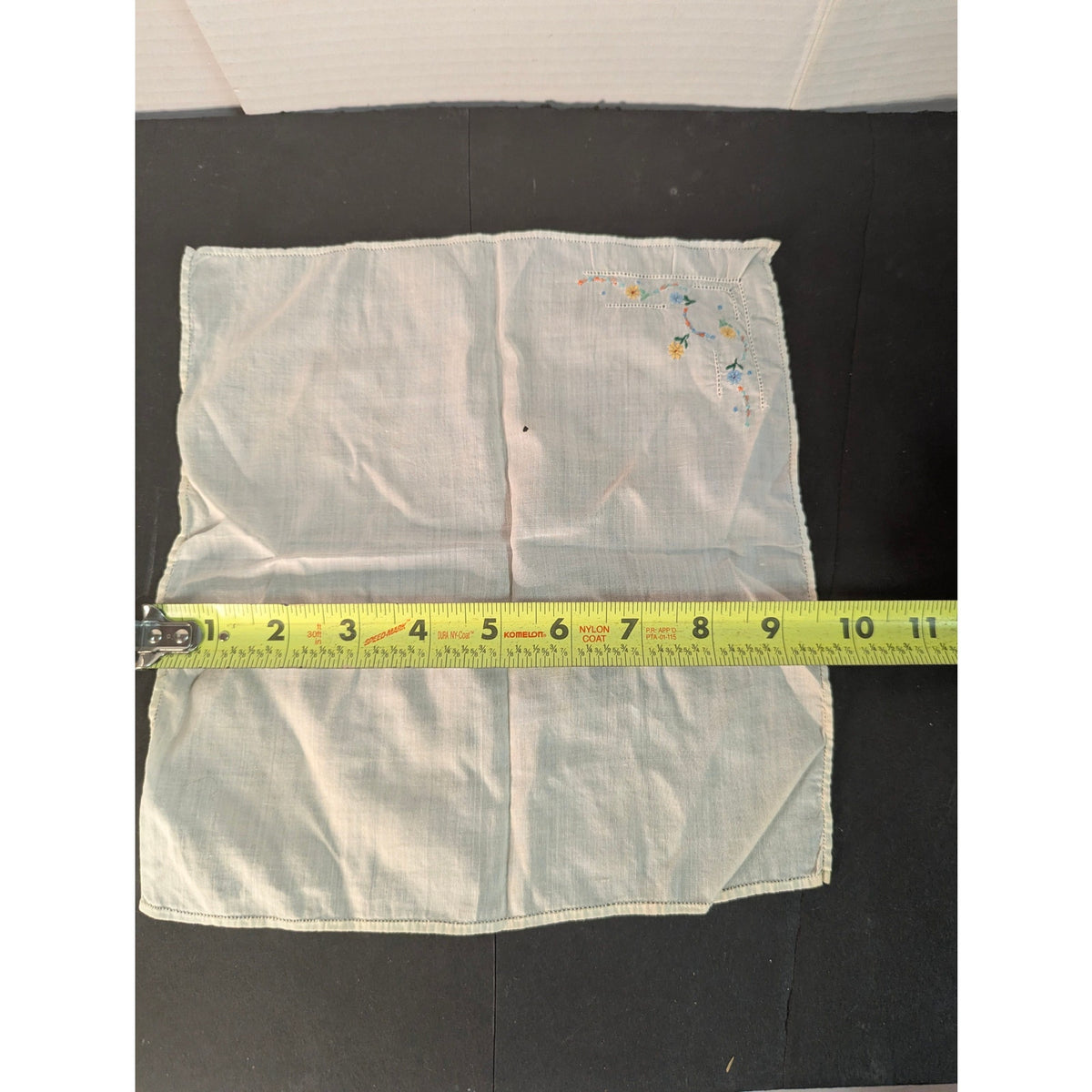 Vintage Embroidered Floral White Handkerchief Pastel Flowers Openwork