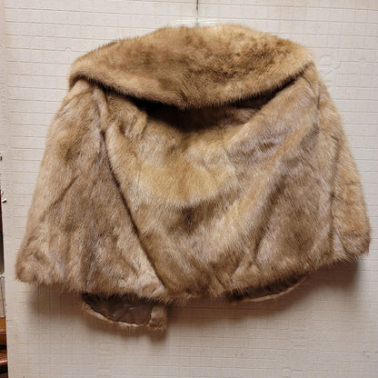 Wilibel VINTAGE mink Cape Capelet Fur Stole pockets collared One Size Wrap 1950