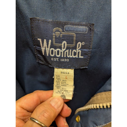Vintage Woolrich Size Large Men Jacket Coat Wool pockets lined winter Waist High